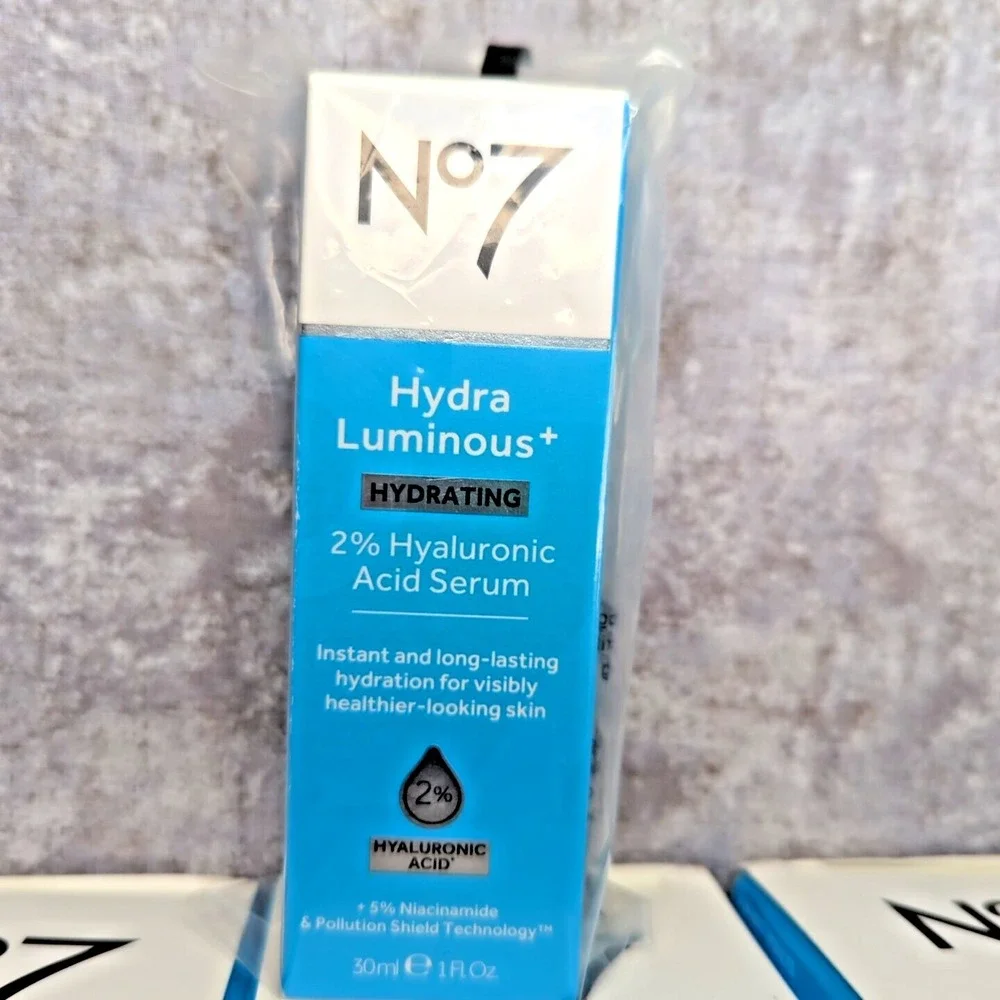 Lot of 7 ~ No. 7 HydraLuminous Skincare~ Hydrating Day Gel & 2% Hyaluronic Serum